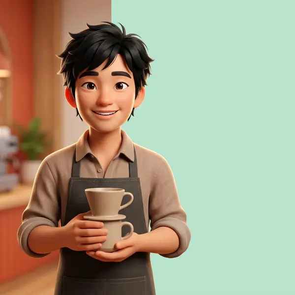 Ảnh đại diện 3D chủ quán cà phê dễ thương