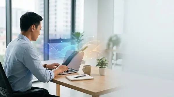 Ảnh nền slide chuyển đổi số với khoảng trống bên phải