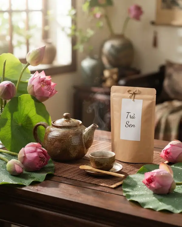 Ảnh quảng cáo sản phẩm trà sen truyền thống
