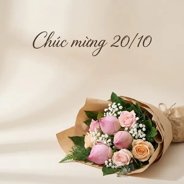 Ảnh vuông studio chúc mừng 20/10 tiệm hoa tươi