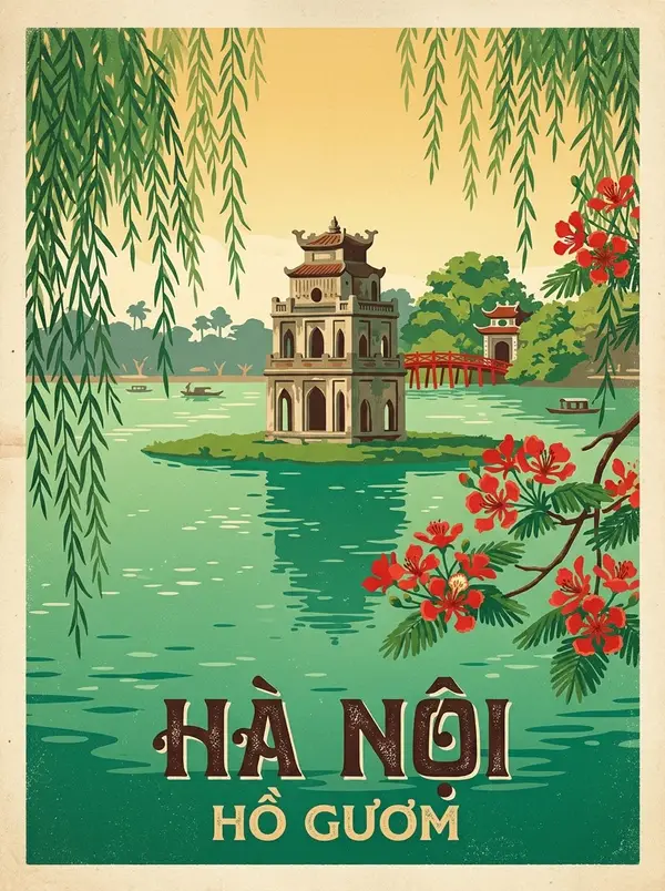 Áp phích cổ điển Hồ Gươm Hà Nội