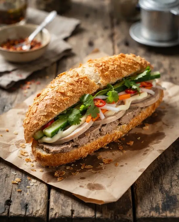 Bánh mì Sài Gòn truyền thống góc 45 độ