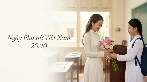Banner 20/10 tri ân cô giáo và bạn nữ thanh lịch