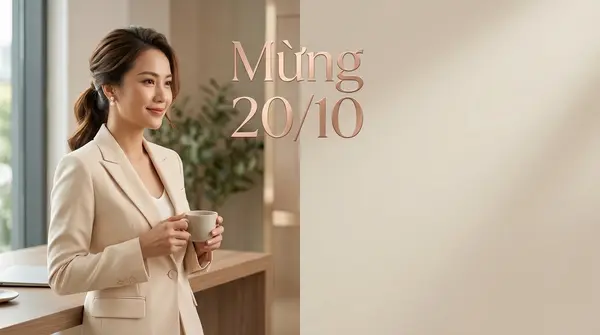 Banner công ty tối giản sang trọng mừng 20/10