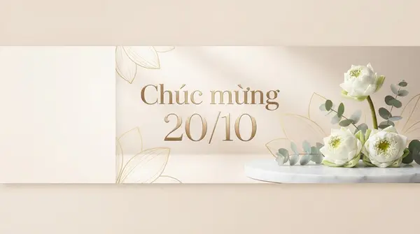Banner email chúc mừng 20/10 sang trọng tối giản