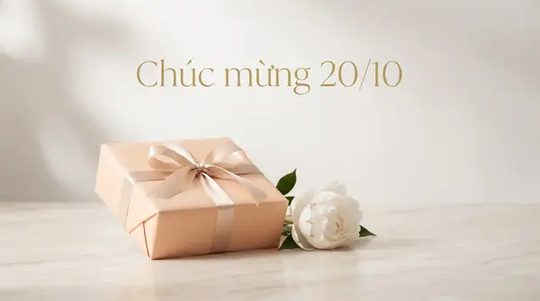 Banner hộp quà 20/10 tối giản sang trọng