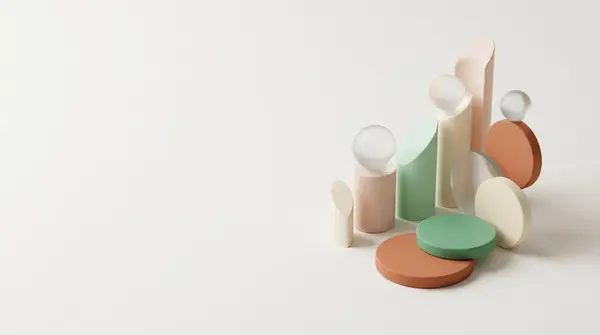Bìa báo cáo tổng kết năm hình khối 3D tối giản