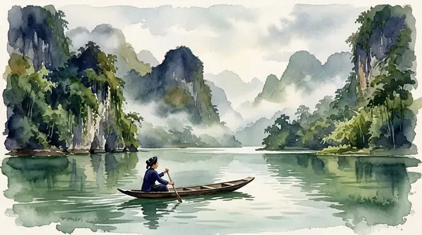 Bình minh êm đềm trên Hồ Ba Bể