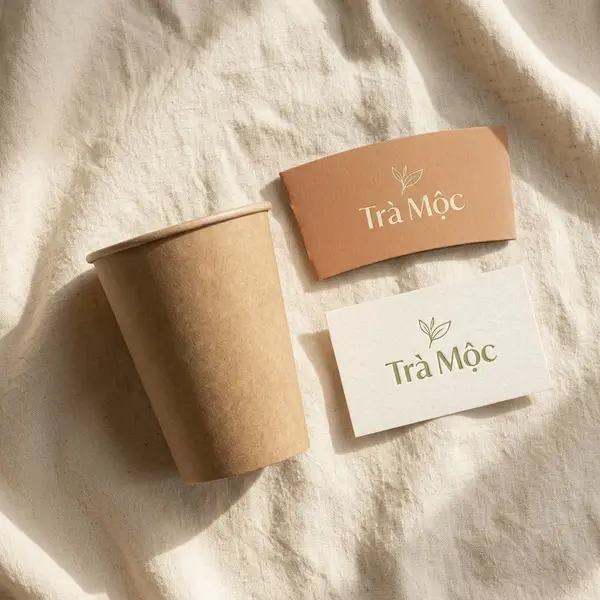 Bộ nhận diện thương hiệu quán trà sữa Trà Mộc