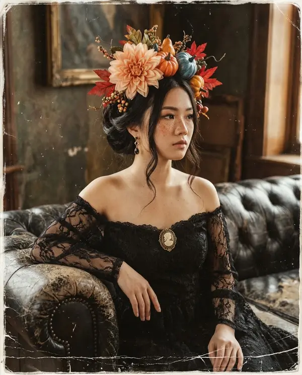 Chân dung cô gái phong cách cổ điển mùa thu