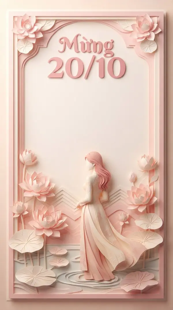 Hình nền 3D hoa sen và áo dài mừng 20/10