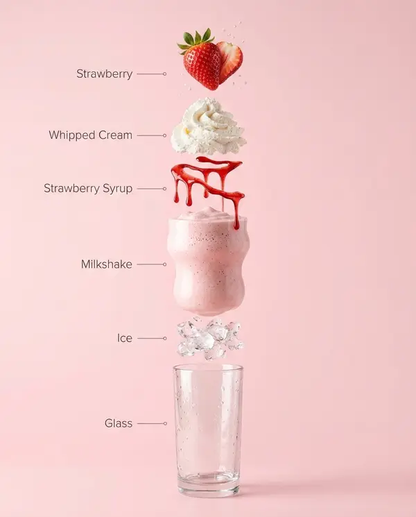 Infographic thành phần ly trà sữa dâu tây