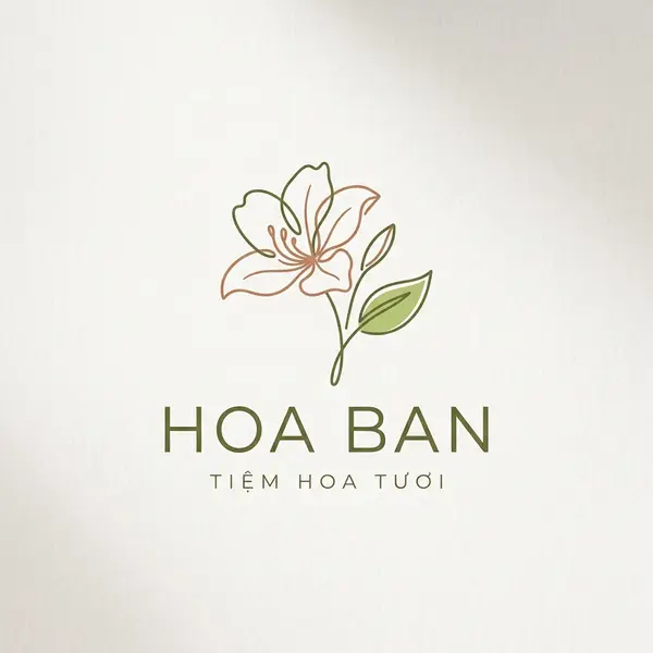 Logo biểu tượng tối giản tiệm hoa Hoa Ban
