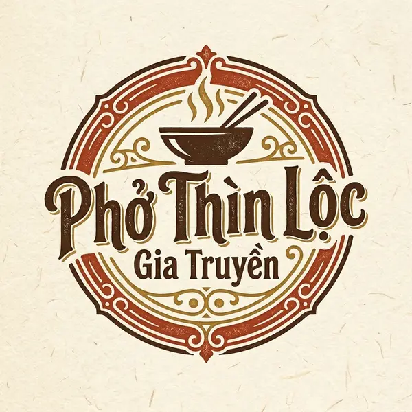 Logo chữ gia truyền quán Phở Thìn Lộc