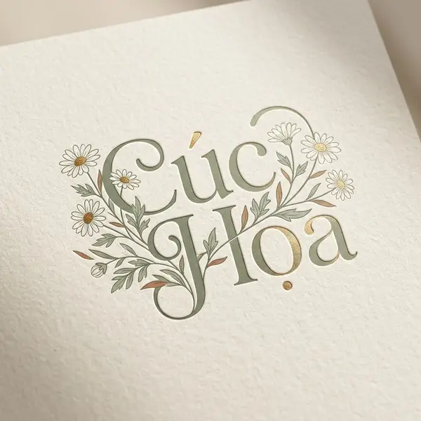 Logo chữ tiệm hoa Cúc Họa phong cách trang nhã