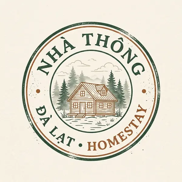 Logo con dấu cổ điển homestay Đà Lạt Nhà Thông