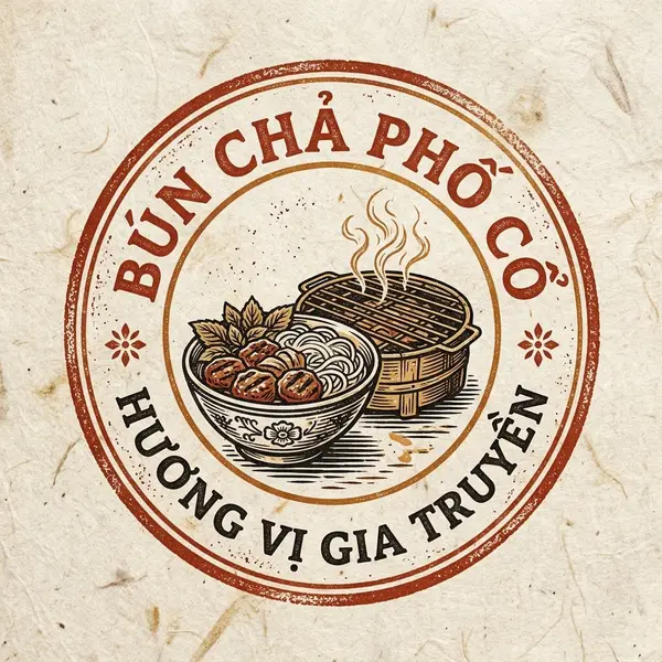 Logo con dấu cổ điển quán Bún Chả Phố Cổ