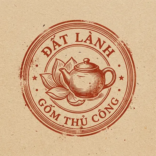 Logo con dấu cổ điển xưởng gốm Đất Lành