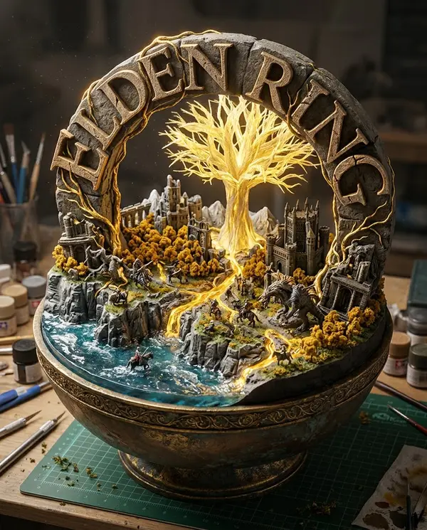 Mô hình tiểu cảnh diorama 3D để bàn phong cách manga