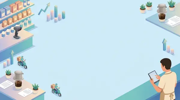 Nền slide kế hoạch kinh doanh bán lẻ tông xanh
