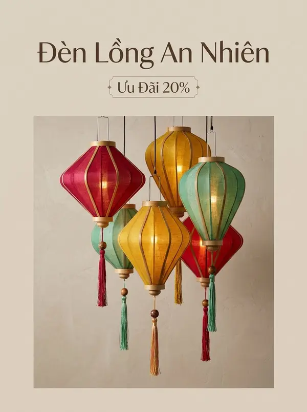 Poster quảng cáo đèn lồng vải lụa thủ công