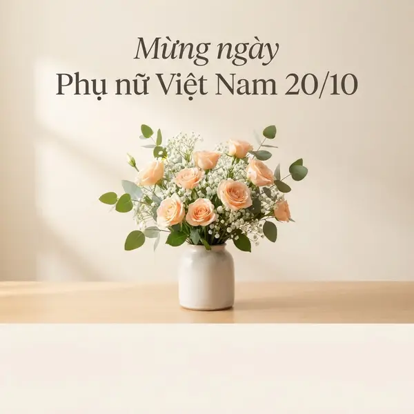 Poster tiệc 20/10 văn phòng hoa thật