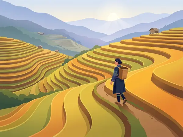 Sa Pa mùa lúa chín vàng rực rỡ