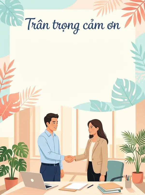 Thiệp cảm ơn đối tác phong cách phẳng tươi sáng