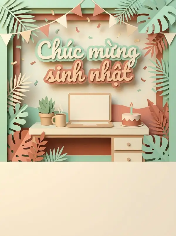 Thiệp giấy cắt 3D chúc mừng sinh nhật đồng nghiệp