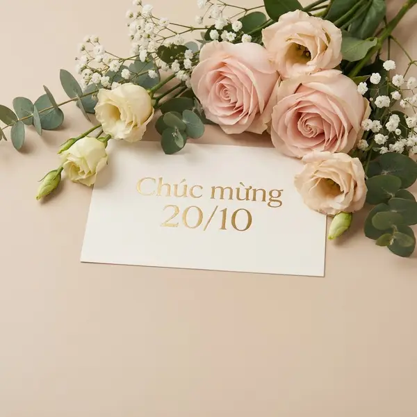 Thiệp hoa tươi 20/10 thanh lịch cho đồng nghiệp nữ