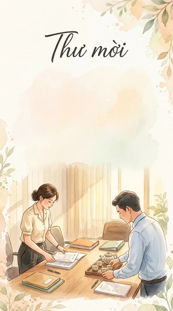 Thiệp mời họp tổng kết cuối năm phong cách màu nước