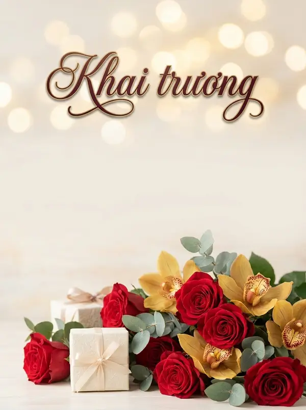 Thiệp mời khai trương bàn hoa tươi trang nhã
