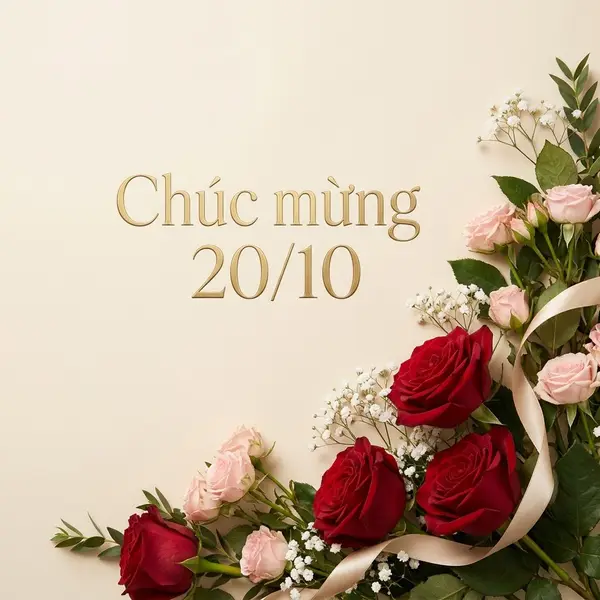 Thiệp studio hoa hồng tươi chúc mừng 20/10