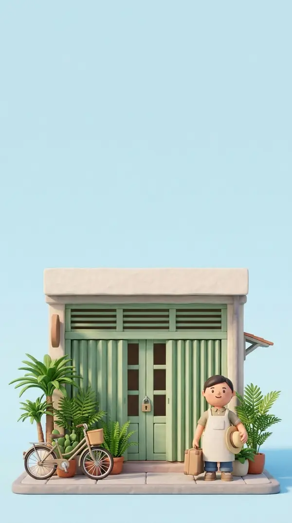 Thông báo đóng cửa nghỉ lễ tiệm nhỏ phong cách 3D
